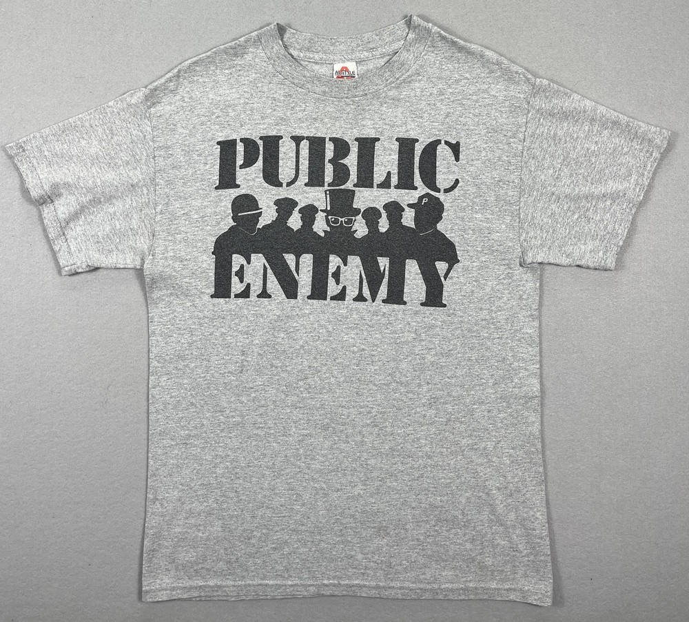 Vintage Public Enemy Shirt Mens Medium Gray Rap Hip Hop Group Graphic Tee 90s
