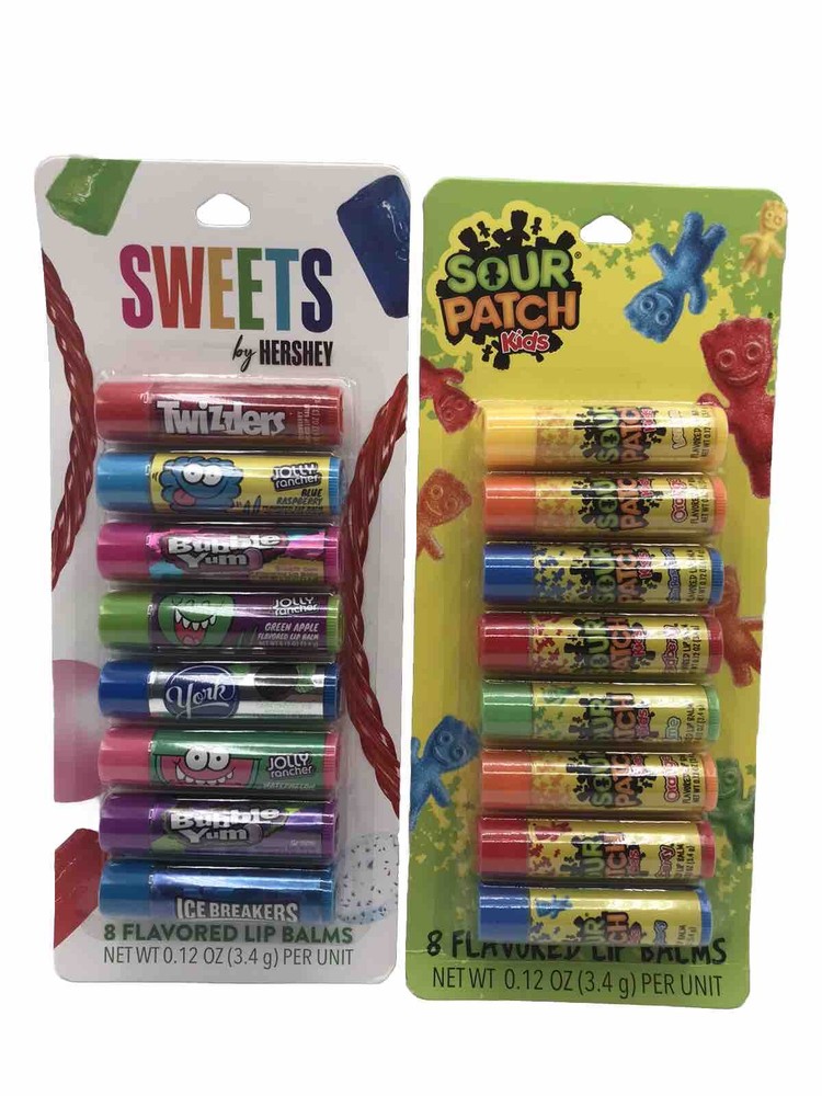 Hershey Sweets & Sour Patch Kids Lip Balm Set - 2 Flavored 8 Ct Packs