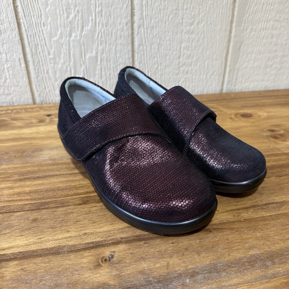Alegria Lauren Women's Burgundy Metallic Leather Clogs Shoes Sz 38W US 8-8.5