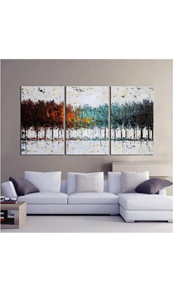 Gardenia Art - Colorful Forest Abstract Art 100% Hand Painted Contemporary...-image