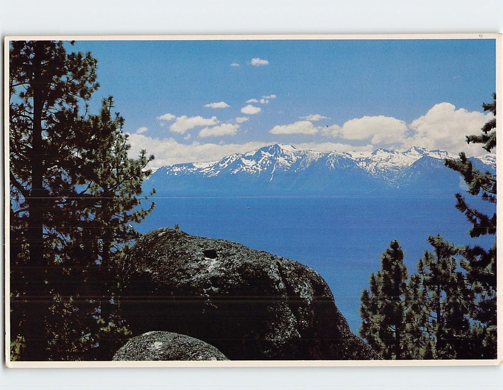 Postcard Snow Capped Mountains of Mile High Lake Tahoe USA