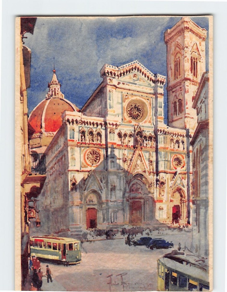 Postcard Cathedral & Bell Tower Florence Italy