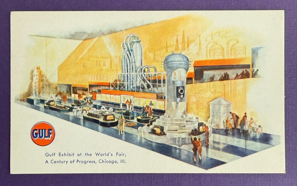 Gulf Auto Cylinder Century of Progress 1933 World Fair Chicago Illinois Postcard