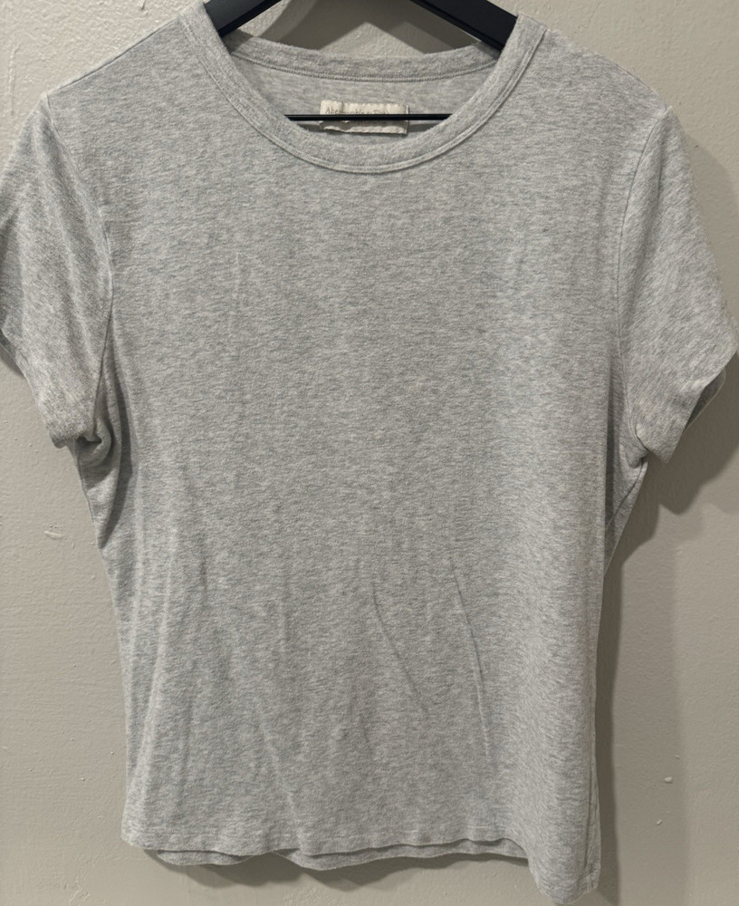 Abercrombie & Fitch Gray Solid Knit Short Sleeve Crewneck T-Shirt Women’s Size L