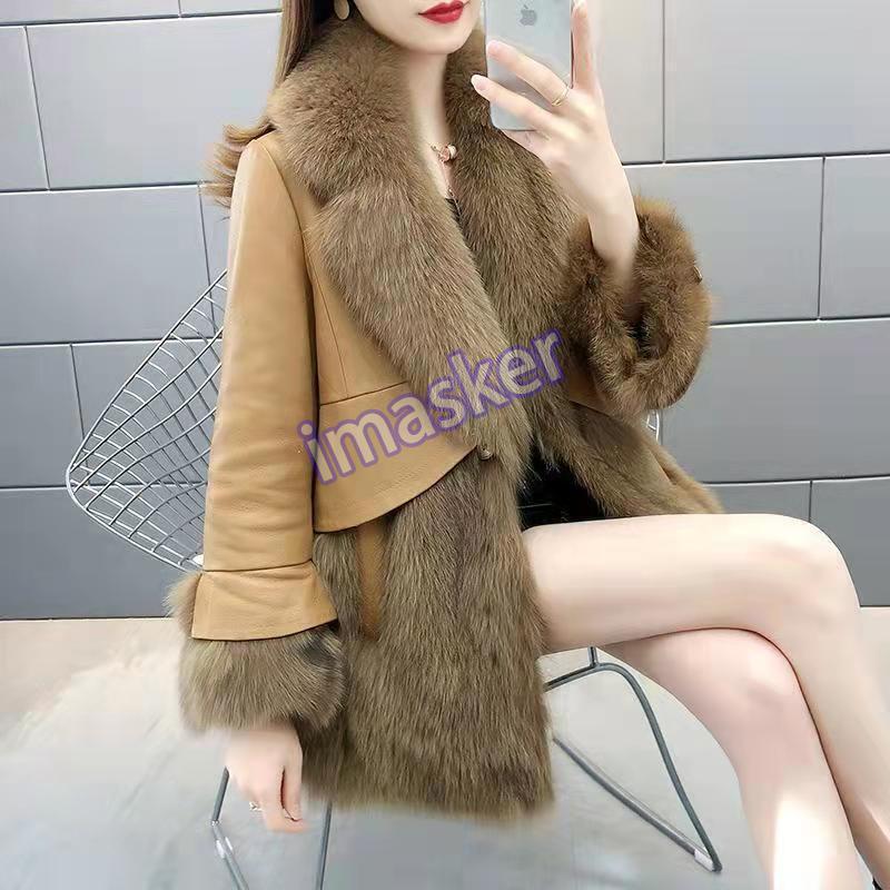 Abrigo de piel para mujer invierno nuevo engrosado imitación piel de zorro calce ajustado abrigo de longitud media