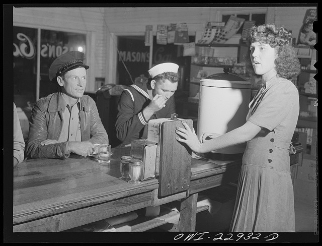 Southern Louisiana US Highway 90 Coffee Shop Truck Driver Sailor 1943