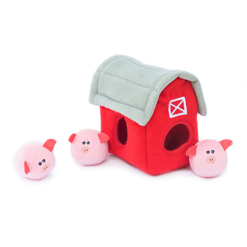 ZippyPaws Zippy Burrow Dog Toy Barn with Pig Bubble Bab