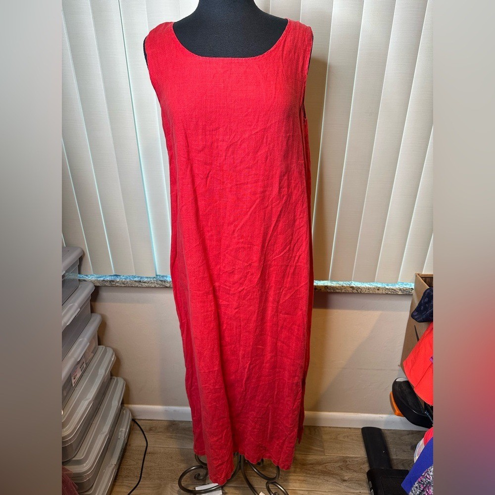Comfy USA Linen Maxi Dress Lagenlook Minimalist Sleeveless