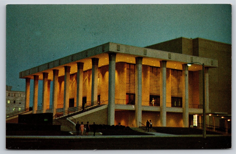 Jackson Mississippi~Auditorium Building At Night~Vintage Postcard