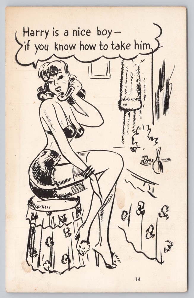 Vintage Pin-Up Cartoon Postcard 