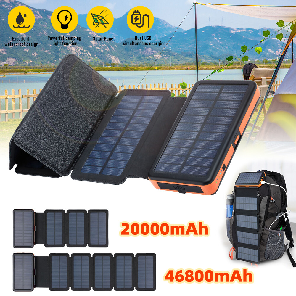 46800mAh Portable 6 Solar Panel Charger Folding Solar Power Bank For Cell Phone