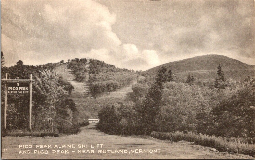 c1937 Pico Peak Alpine Ski Lift Rutland Vermont Vintage Postcard