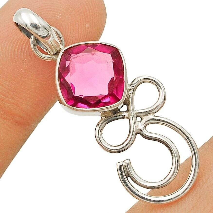 2CT Natural Rubellite Tourmaline Sterling Silver Pendant 1.5 Inch Chain