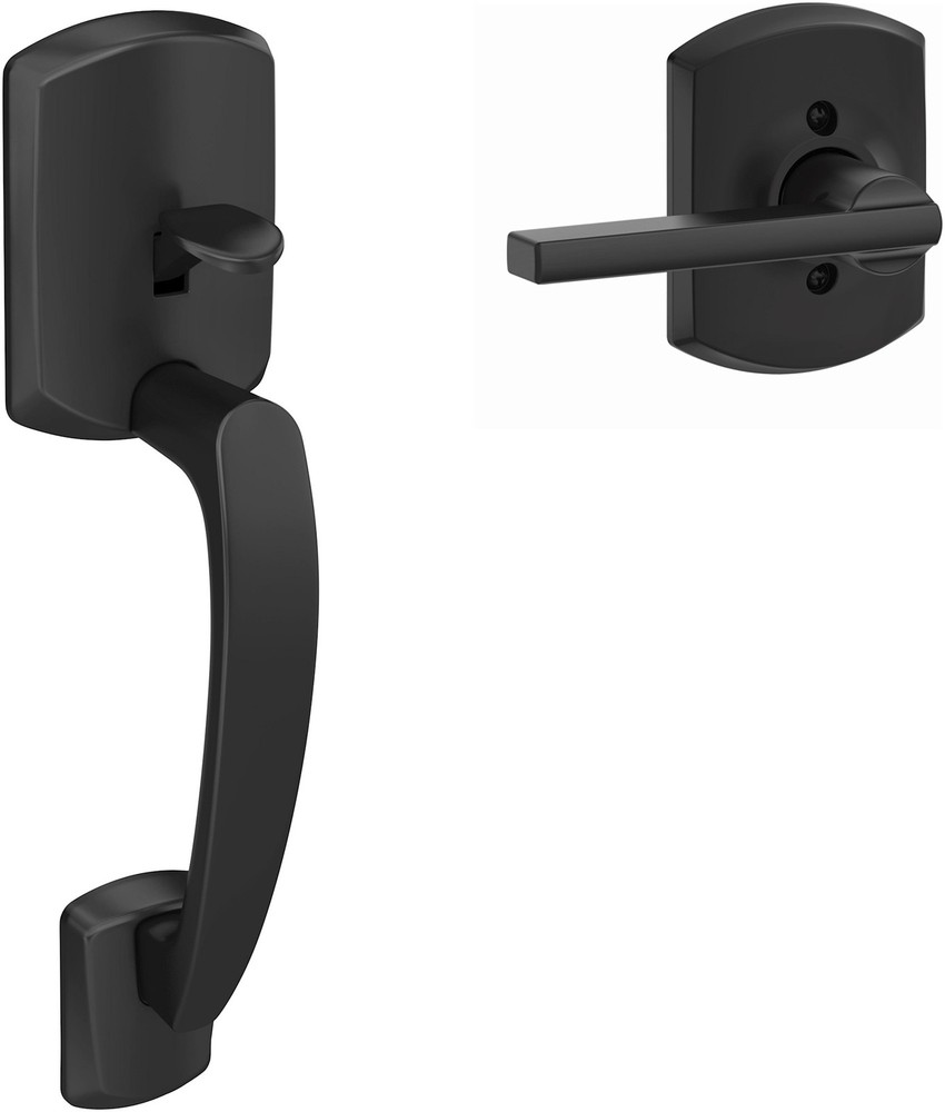 Schlage FE285 Greenwich Lower Handleset in Black with GRW Trim