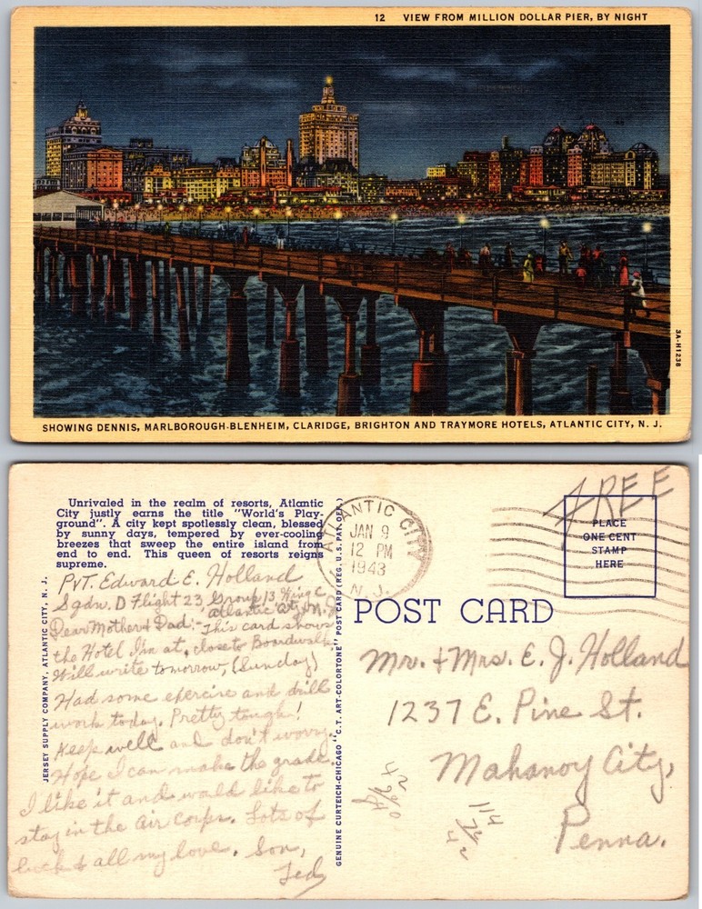 Million Dollar Pier Night Hotels Atlantic City New Jersey Postcard