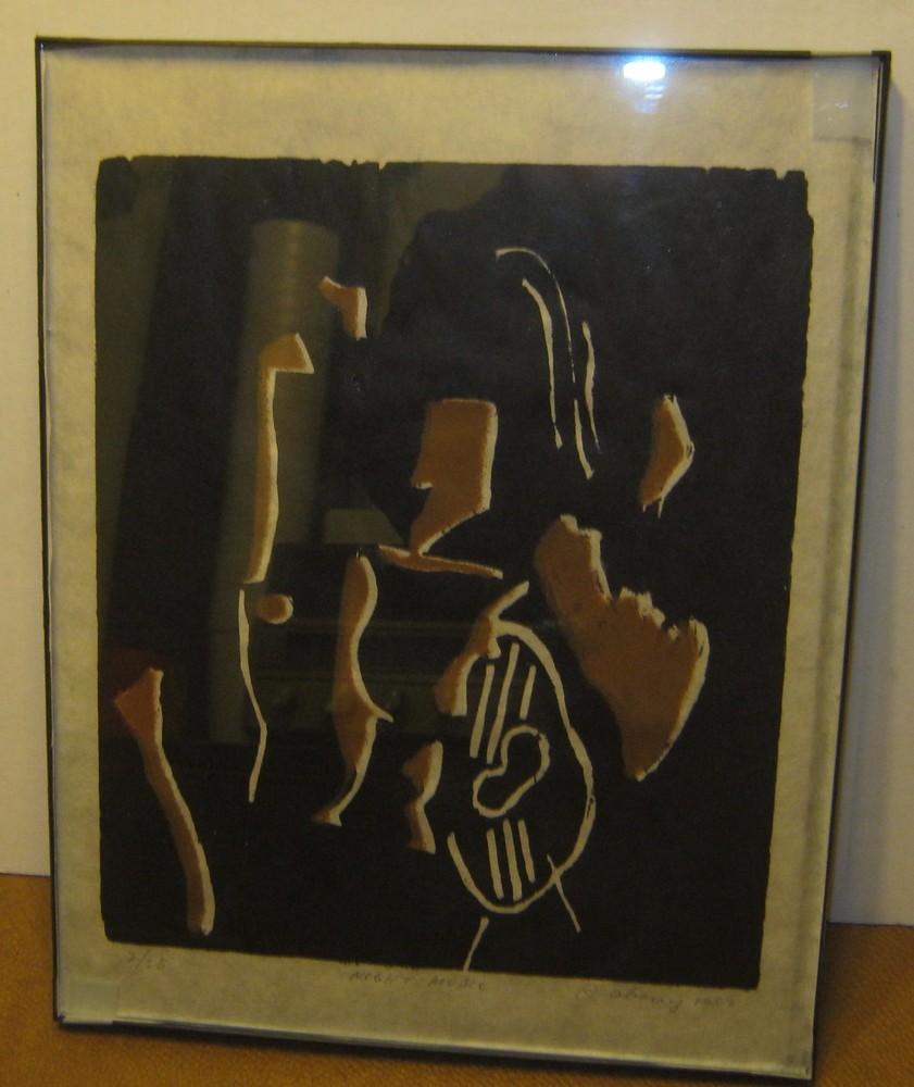 Vintage 1982 Abstract Serigraph NIGHT MUSIC Signed ABOUY Limited Edition 2/25-image