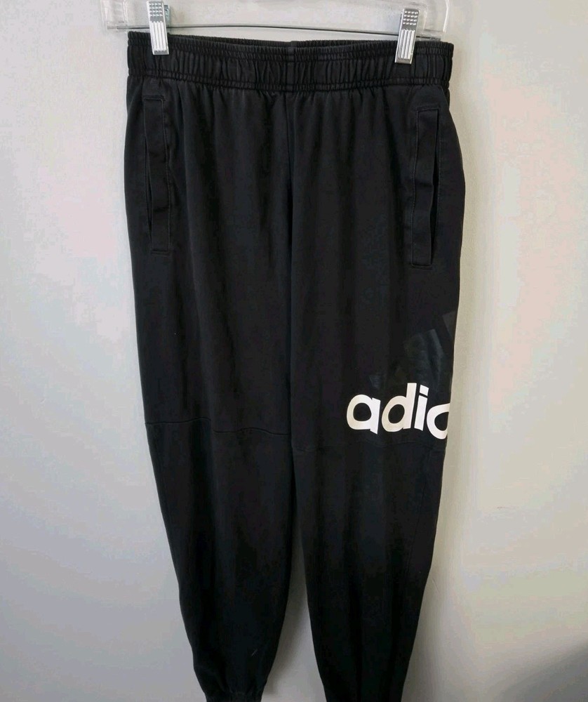 Adidas Mens Jogger Sweatpants Small Black Athletic Track Pants Logo Tapered Gym