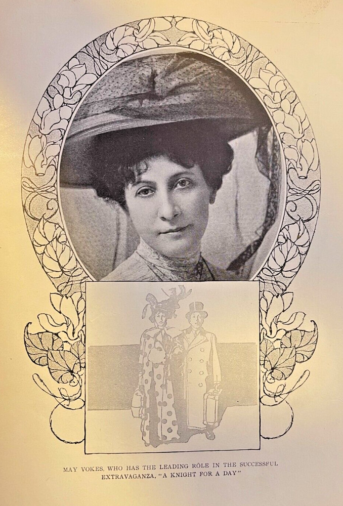 1908 Vintage Magazine Illustration Actress May Vokes