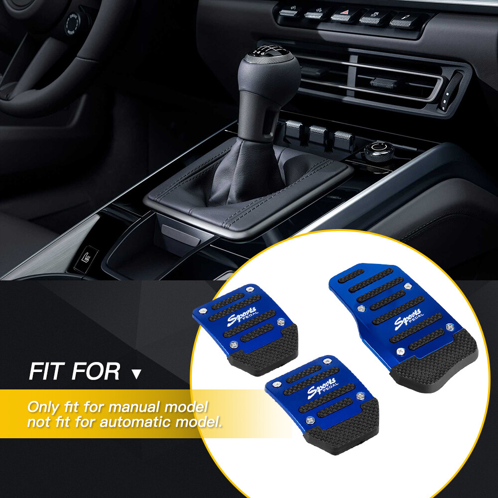 3-Piece Non-Slip Blue Universal Car Pedal Covers for Gas & Brake