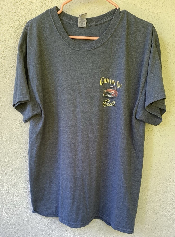 Chevrolet Men's Gray Graphic Print Cotton Crew Neck T-Shirt