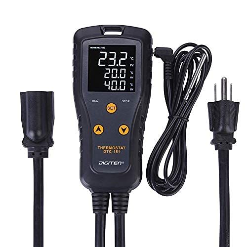 Digital Temperature Controller Simple Stage Thermostat Outlet Heating & Cooli...