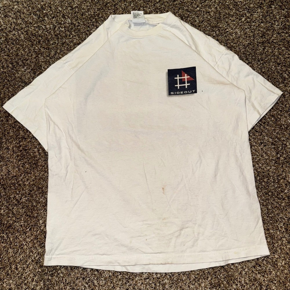 Vintage Sideout Sport T-Shirt Mens XL White Graphic Logo 90s Surf Volleyball Tee