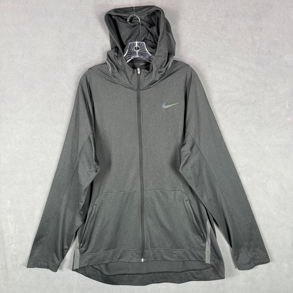 Nike Dri-Fit Jacket Mens 2XL Gray Hyper Elite Hoodie Full-Zip 776091-032