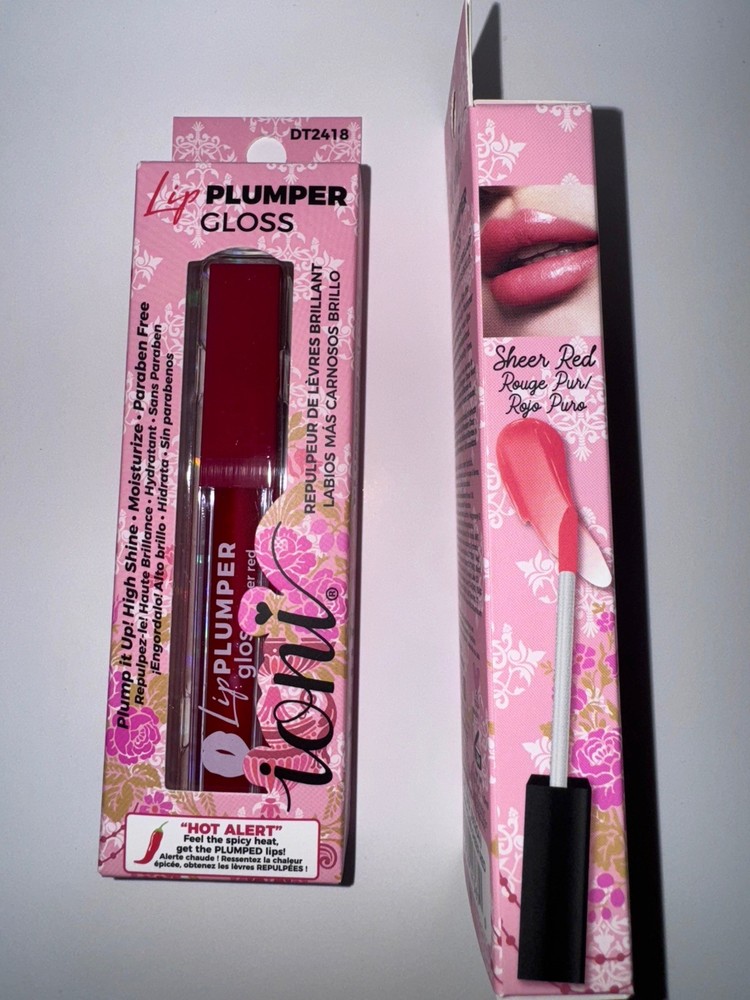 NEW Ioni Lip Plumper Gloss Sheer Red 2 Pack
