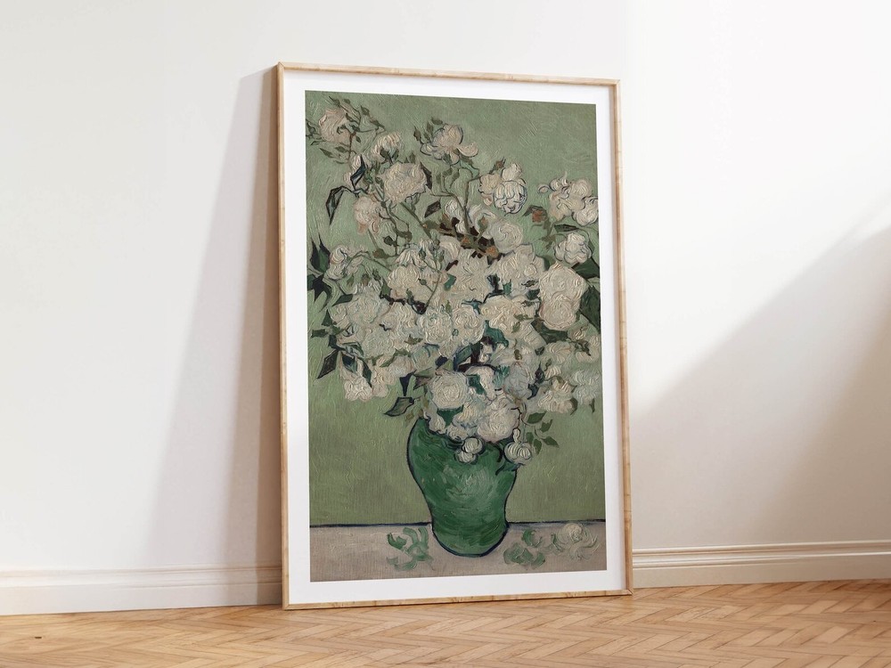 Bathroom Art Roses Petals Painting Poster Print Vintage Still Life Flower