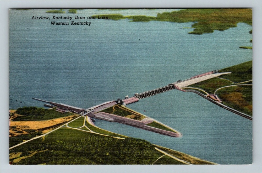 KY-Kentucky, Aerial View Kentucky Dam And Lake, Vintage Postcard