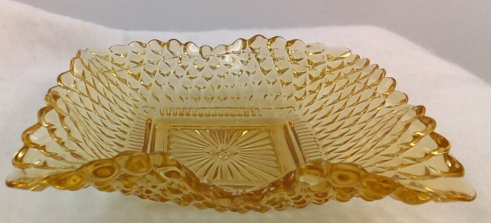 Vintage Westmoreland Hobnail Glass Amber Ashtray with Ruffle Edge USA