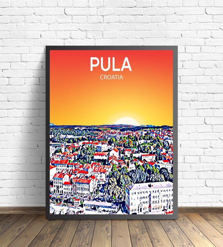 Pula Croatia Art Poster Sunset Night Poster Art Print Pula City Modern Wall Art