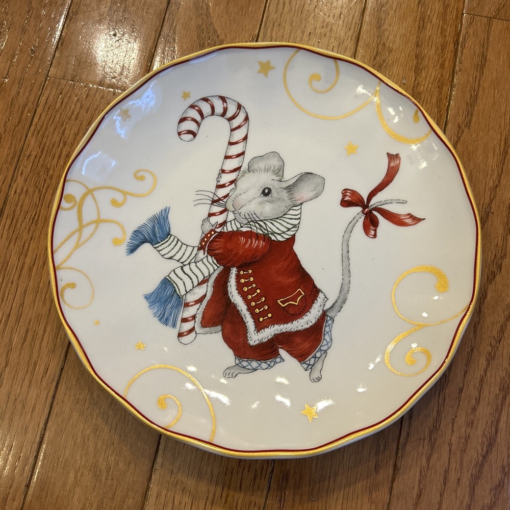 NEW Williams Sonoma Set of 4 Twas The Night Before Mouse Salad Plates Christmas