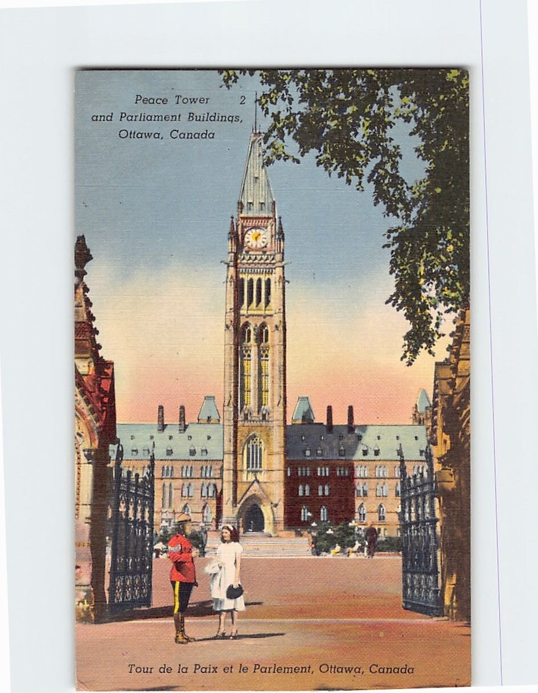 Postcard Peace Tower & Parliament Buildings Ottawa Ontario Canada