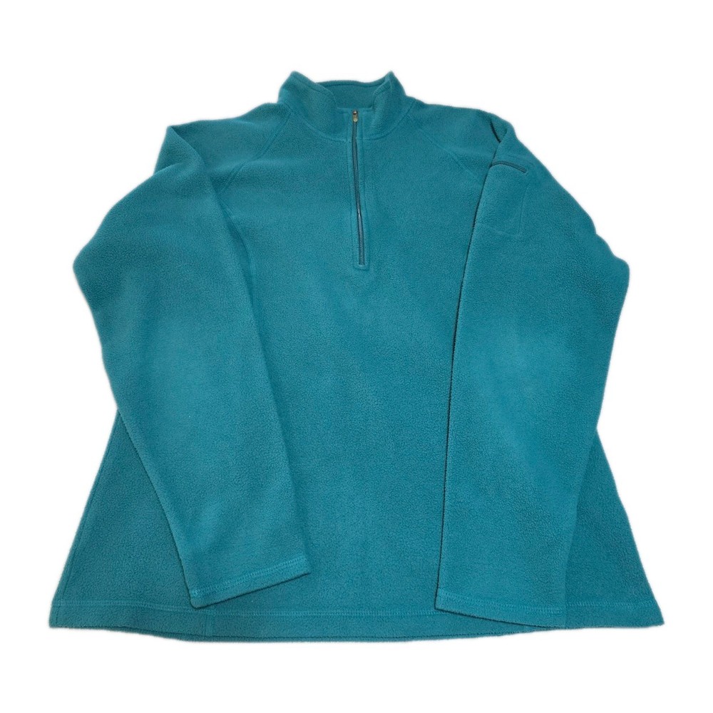L L Bean Women's Fleece Pullover Long Sleeve 1/4 Zip M-Reg Teal/Blue