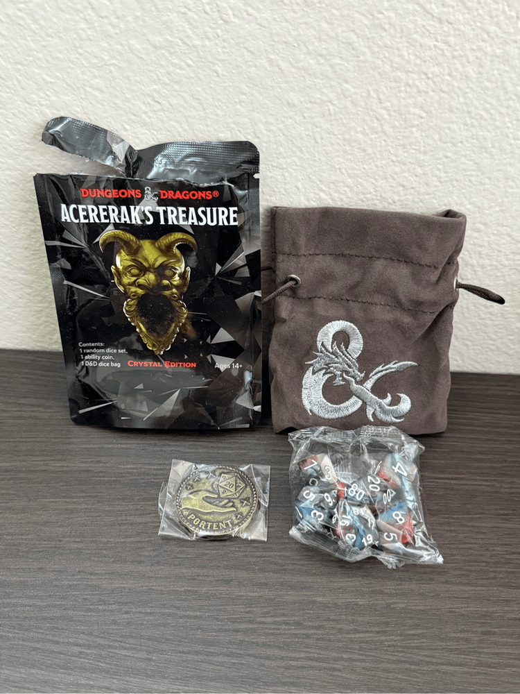 Dungeons & Dragons Acererak's Treasure Crystal Edition Dice Set + Bag + Coin-image
