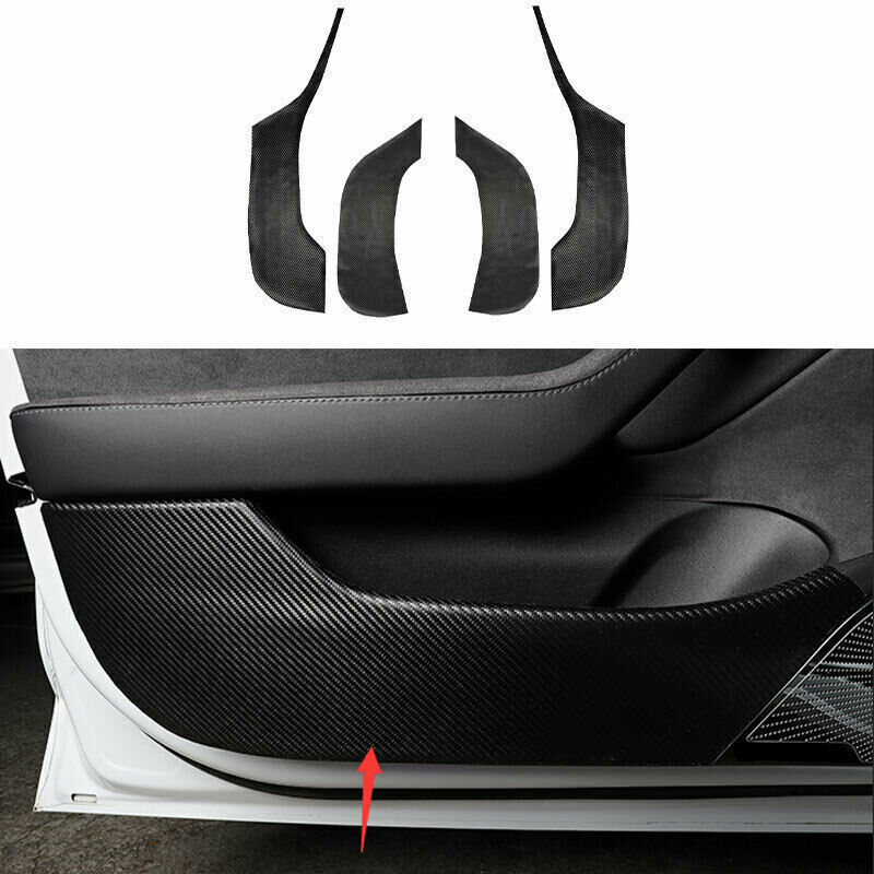 Tesla Model 3 2017-2025 Carbon Fiber Leather Side Door Anti-Kick Trim Cover