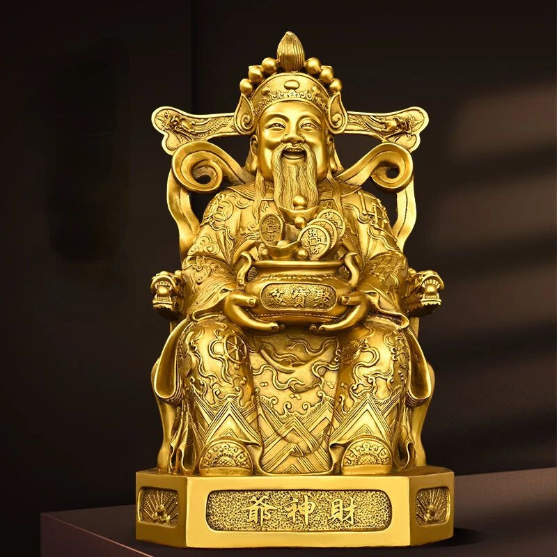 Lucky God of Wealth Copper Desktop Decor for Prosperity Housewarming Gift  
