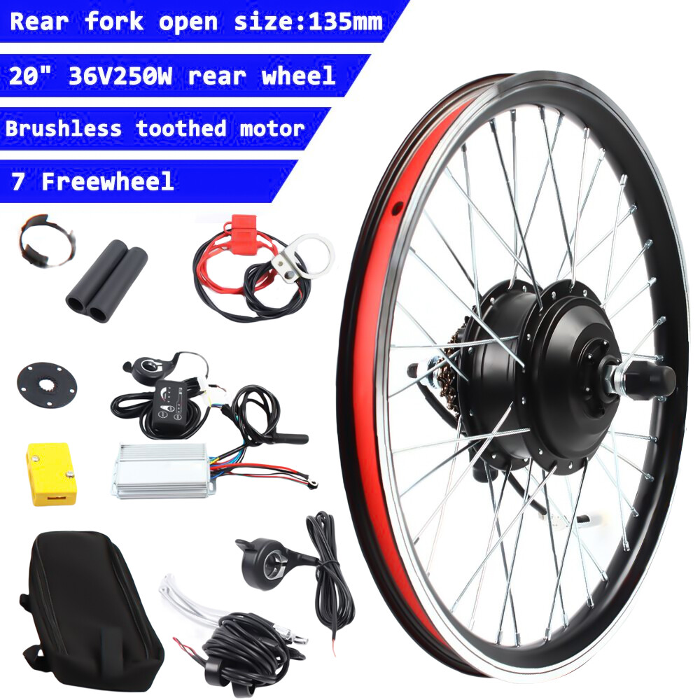 20 inch LED Rear Wheel Motor Hub Electric Bicycle E-Bike Conversion Kit 36V 250W