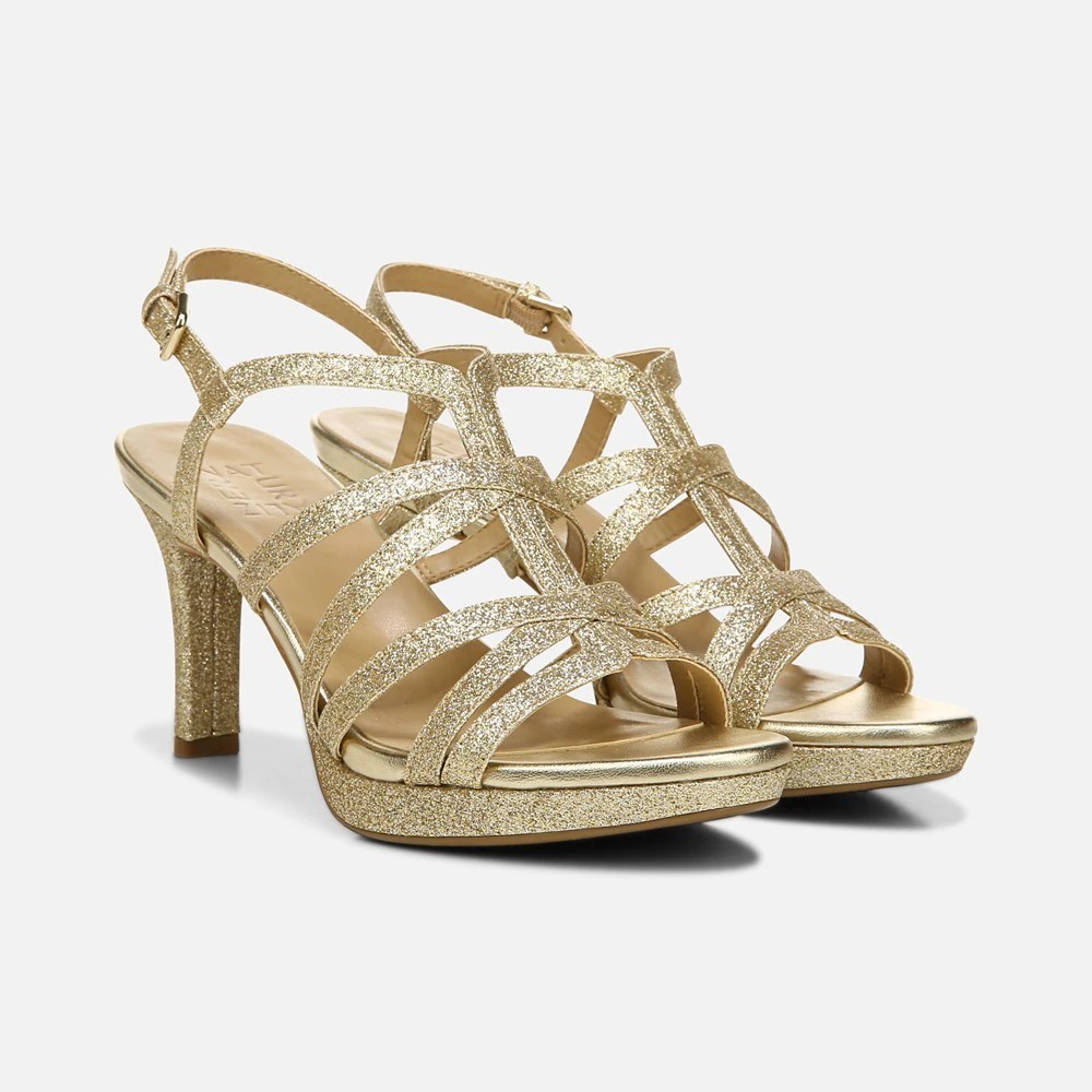 Naturalizer Baylor Gold Glitter Dress Sandals Size 9M New