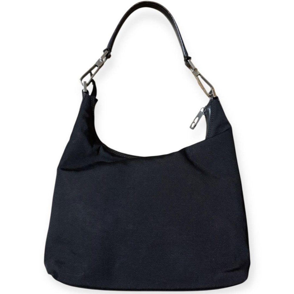 Gucci Italian Nylon Leather One Shoulder Bag Black Vintage Designer Tote