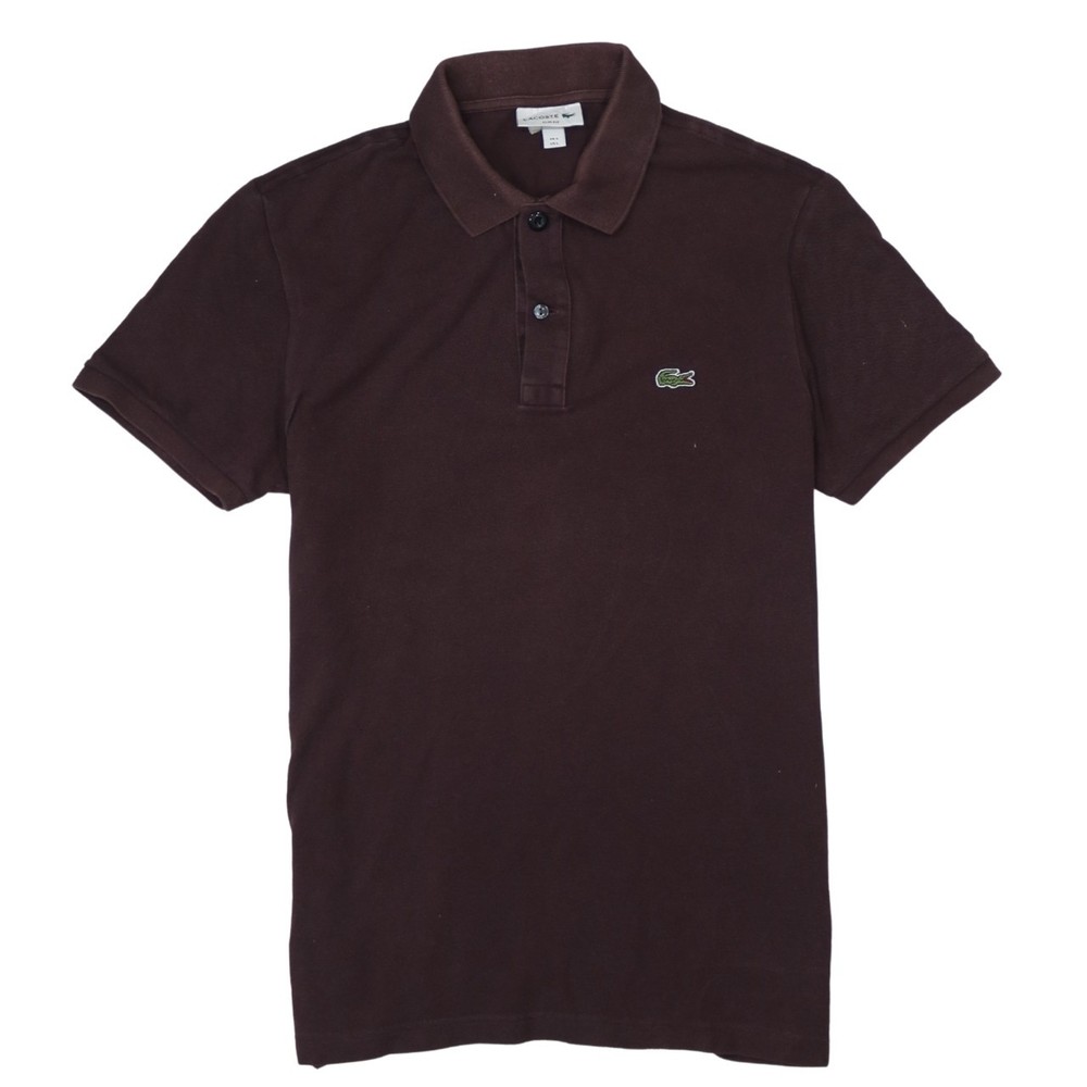 Lacoste Womens Polo Shirt Brown Cotton Knit Short Sleeve Embroidered Logo L