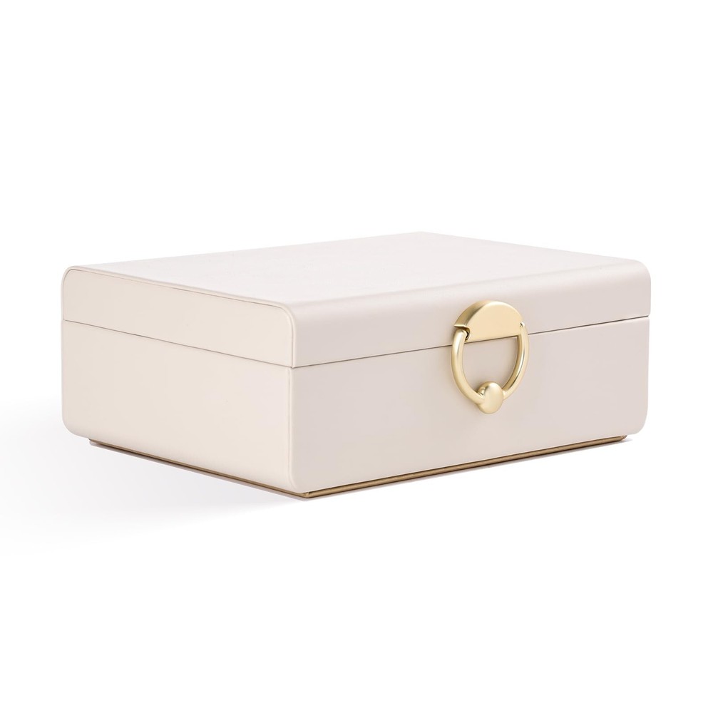 2-Layer Jewelry Organizer Box with Removable Tray for Necklaces Rings Earrings