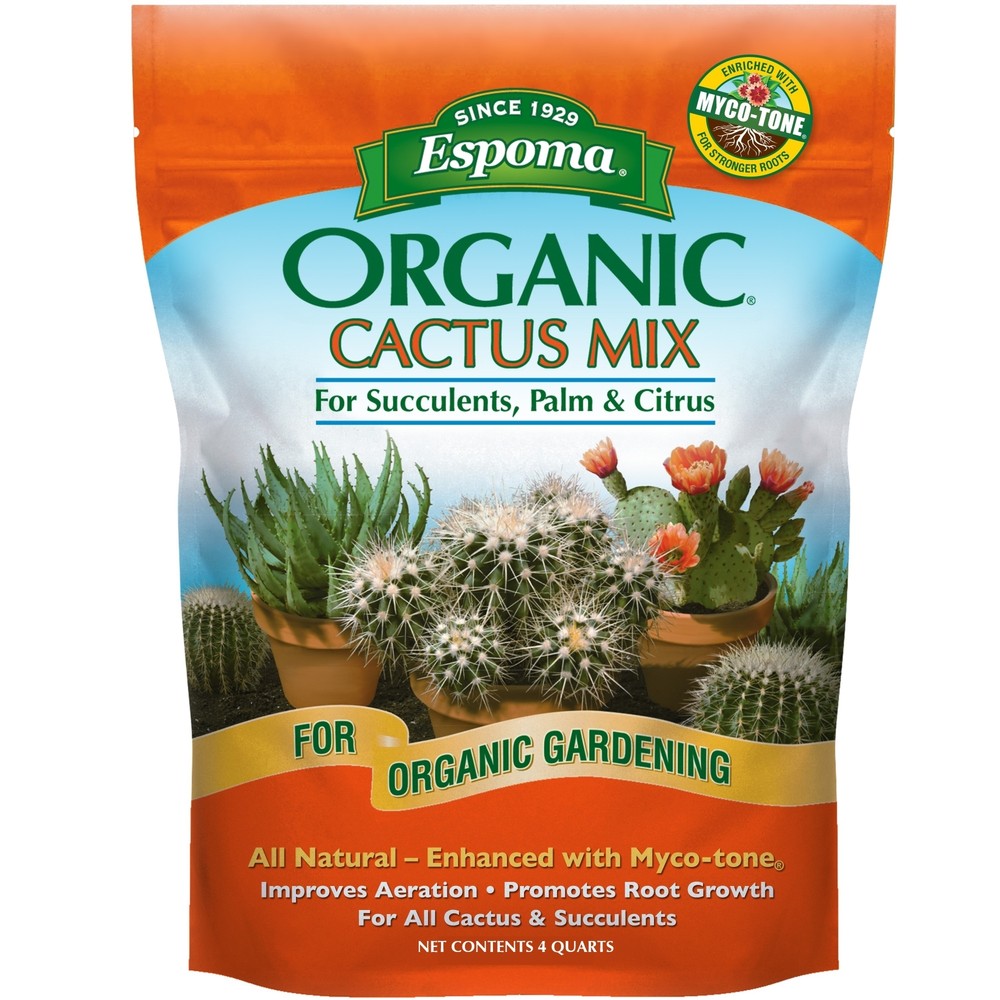 Espoma Organic Cactus Potting Soil Mix, for Cactus, Succulent, Citrus, 4 qts