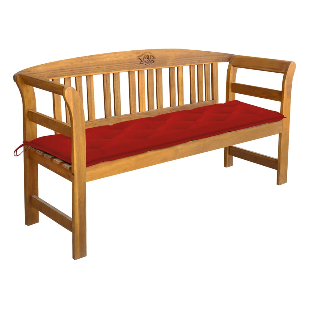 NNEVL 157cm Acacia Wood Garden Bench with Cushion - Durable Outdoor Seating-image