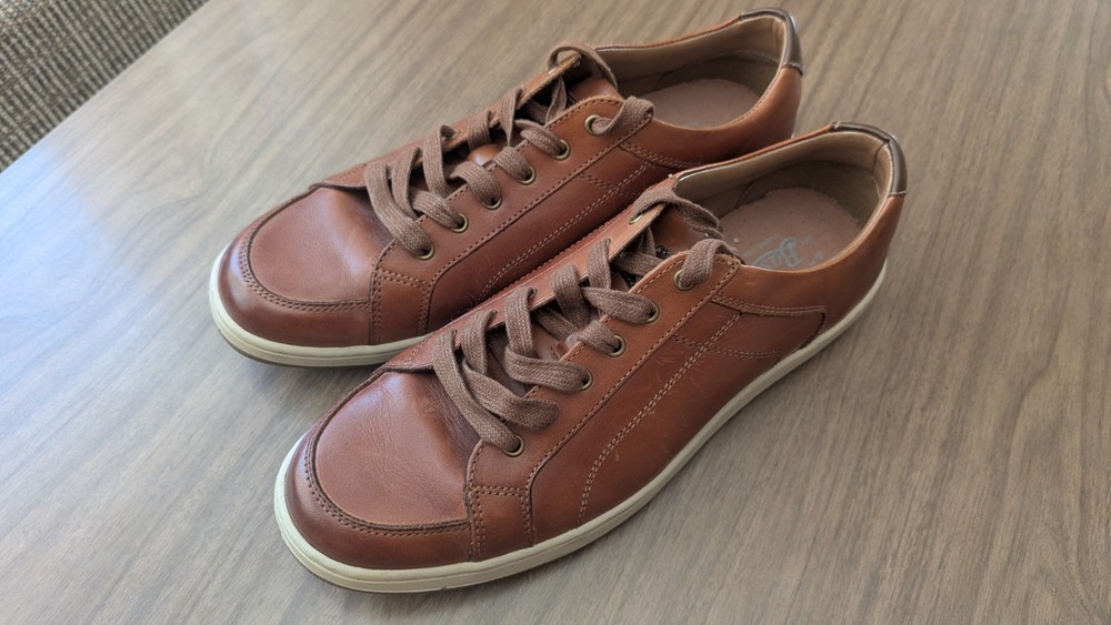 Excellent Brown Leather Oxfords Size 10 1/2 M BASS Landon Tie Shoes