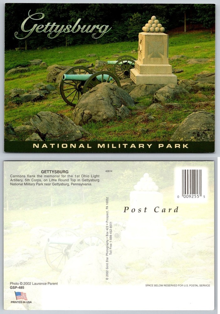 Gettysburg PA Little Round Top 1st Ohio Artillery Civil War Park Postcard