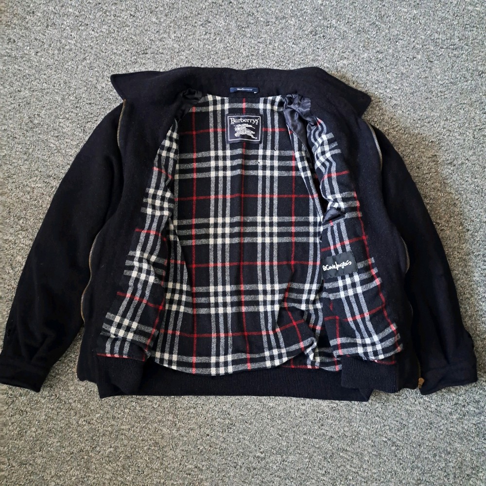 Burberrys Vintage Wool Bomber Jacket Nova Check Men's Navy Size 4 (S-M)