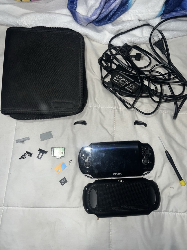 Sony PlayStation Vita PCH-1101 + Memory Card Cases Chargers Psvita Console Parts