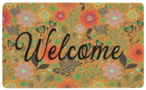 Spring-Blossom-Floral-Welcome Doormats Outdoor Entrance Coir Mat Hello-Spring